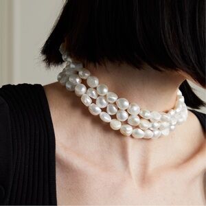 Cult Gaia Gold Pearl Choker Necklace